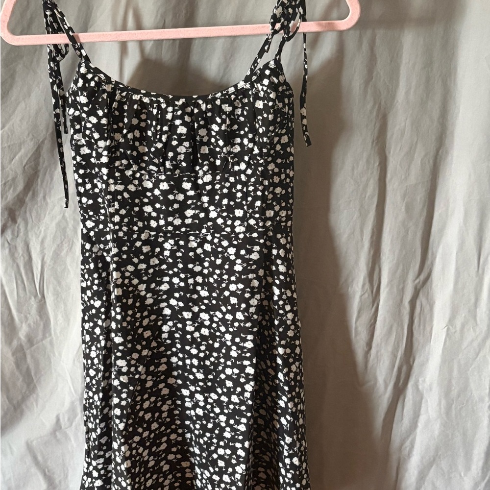 Floral Black and White Mini Dress